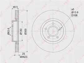 Диск тормозной передний LYNXauto, BN1218