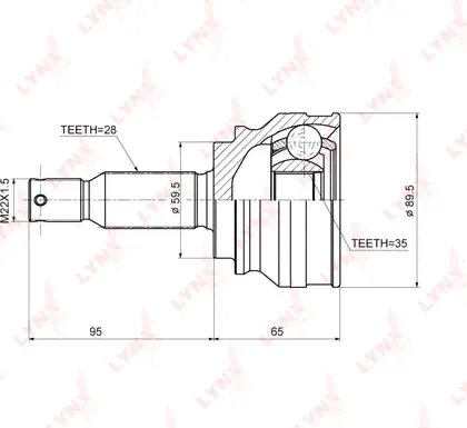 Шрус наружный (граната) LYNXauto. Артикул CO-3644