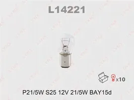 Лампа накаливания P21/5W LYNXauto 12В, 21/5Вт BAY15d L14221