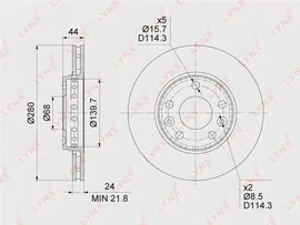 Диск тормозной передний LYNXauto, BN1415