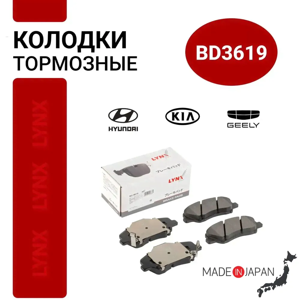 LYNXauto Колодки тормозные дисковые Передние, арт. BD3619