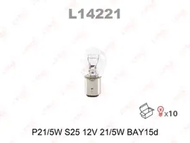 Лампа 12V P21/5W 21/5W BAY15d LYNXauto 1 шт. картон L14221