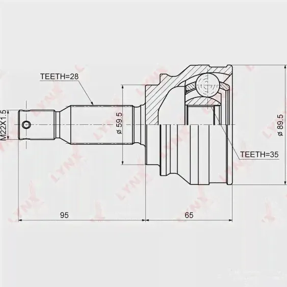 Шрус граната LYNXAUTO 4905601045534 YQ JPMKX CO-3644 3644927-0