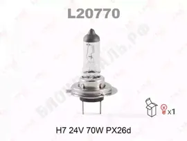 L20770 LYNXAUTO Лампа H7 24V 70W (PX26d) (Автопампа Лампочка) для L20770 (64215, 48728) LYNXauto