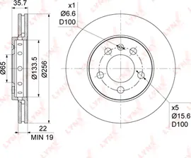 Тормозной диск LYNXauto передний для Volkswagen Polo IV 2001-2012. Артикул BN-1199