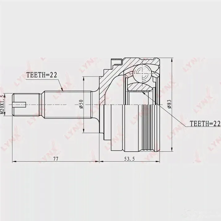 Шрус граната LYNXAUTO CO-4600 4905601002872 3645116 K9D CGP-0