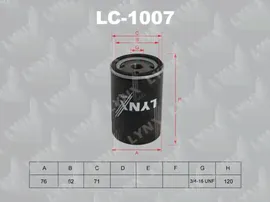 Масляный фильтр LYNXauto. Артикул LC-1007