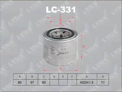 Масляный фильтр LYNXauto для Kia Rio IV 2017-2024. Артикул LC-331-0