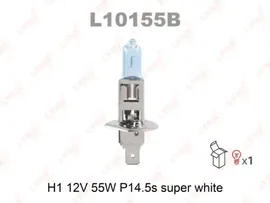 Лампа галогеновая H1 LYNXauto 12V 55W P14.5S SUPER WHITE