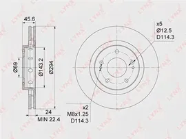 Диск тормозной передний LYNXauto, BN1093